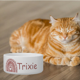 Tigela Boho rosa Monograma Monograma Alimentação de Anima