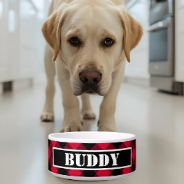 Tigela Bold Buffalo Red Black Plaid Pattern Name Dog