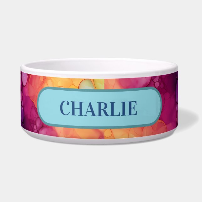 Tigela Bolhas de Abstrato de álcool e tinta (Frente)