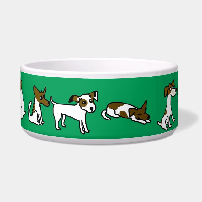 Tigela Boliche de Cachorro Verde com Cartoon Jack Russell (Frente)