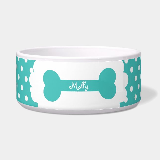 Tigela Bolinhas azuis personalizadas (Frente)