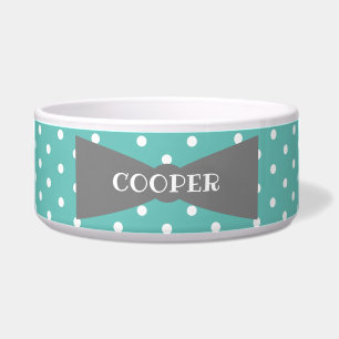 Tigela Bolinhas Bowtie personalizada cerâmica Pet Bowl