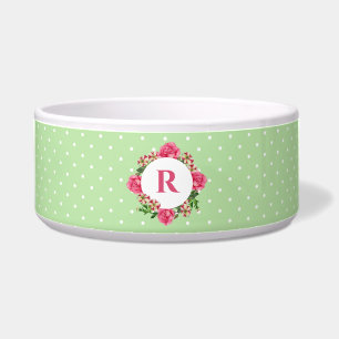 Tigela Bolinhas de Petunia Branca, Rosa-Rosa, Inicial