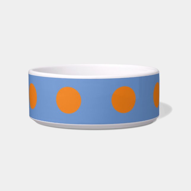 Tigela Bolinhas Pet Bowl (Denim Blue & Orange) (Frente)