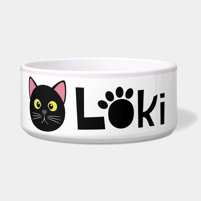 Tigela Bolinho de Gato Preto Loki (Frente)