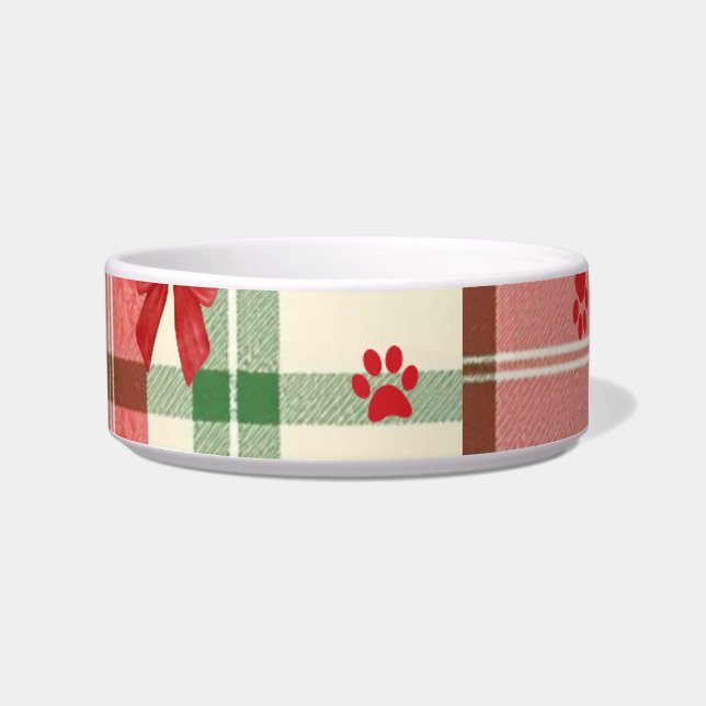Tigela Bolsa de Cachorro de Natal Russo - Vermelho, Verde (Frente)