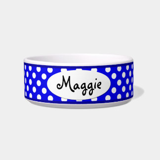 Tigela Bolsa Personalizada de Cachorro Bolinhas Azul
