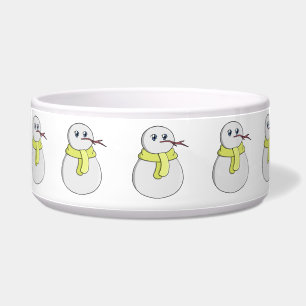 Tigela Boneco de neve vestindo um cachecol amarelo