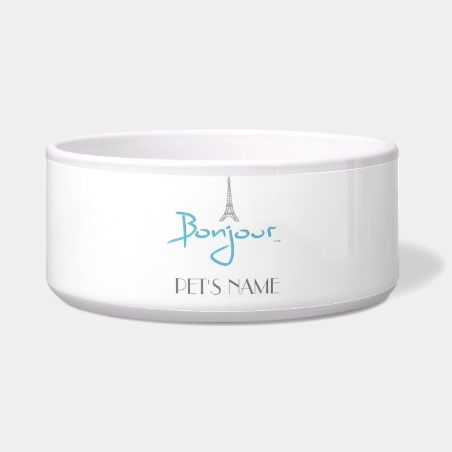 Tigela "Bonjour, Paris & Eiffel Tower" - Personalizável (Frente)