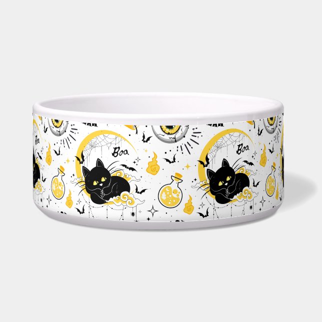 Tigela Boo com gato preto (Frente)