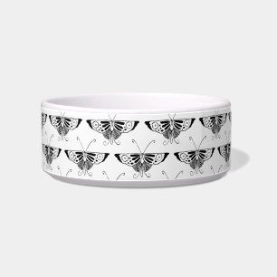 Tigela Borboleta Deco Estilizada - branca e preta