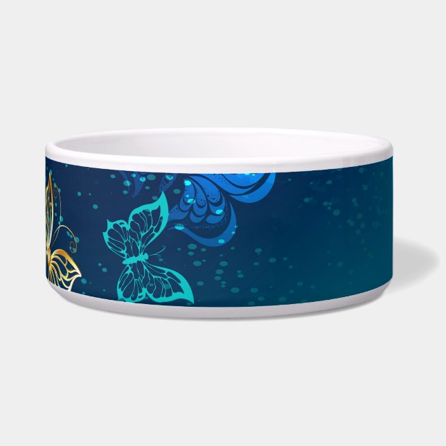 Tigela Borboletas de ouro em um fundo azul (Direita)