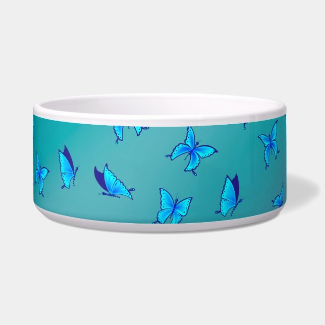 Tigela Borboletas Encantadas Pet Bowl Cerâmica Verde (Frente)