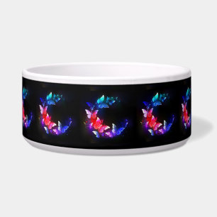 Tigela Borboletas Neon Night brilhantes sobre fundo preto