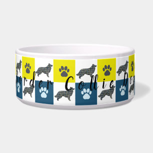 Tigela Borda Cachorro e Pata Amarelo e Azul