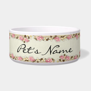 Tigela Borda Floral Personalizada de Gato ou Cão