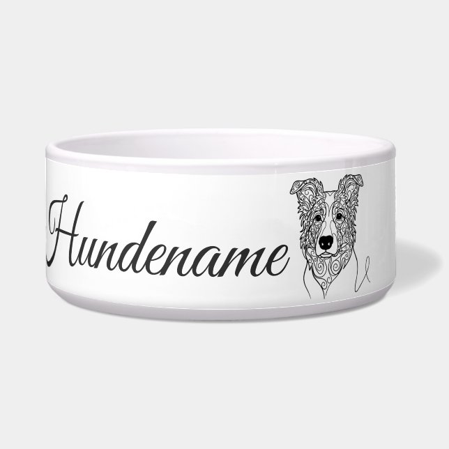 Tigela Border Collie Line Art personalized bowl (Frente)