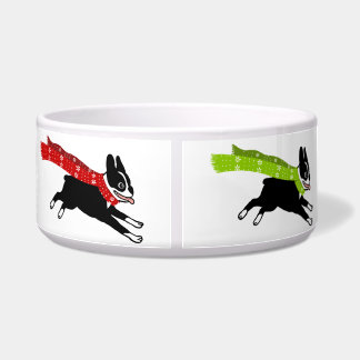 Tigela Boston Terriers Vestindo Caça Colorida