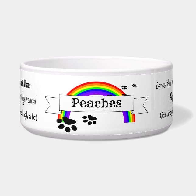 Tigela Bowl de Comida de Cachorro Personalizado - Arco-Ír (Frente)