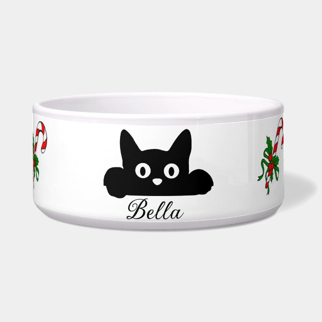 Tigela Bowl de Comida de Cat Personalizada, Presente de C (Frente)