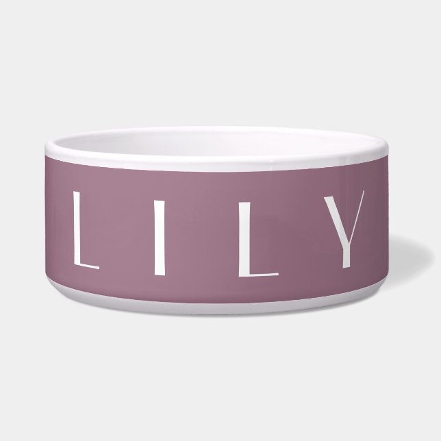 Tigela Bowl de Nome Mínimo Personalizado Moderno Mauve Lu (Frente)