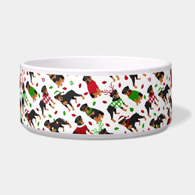 Tigela Bowl do Rottweiler de Natal (Frente)