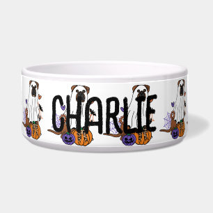 Tigela Boxer Terrier Halloween Ghost Dog