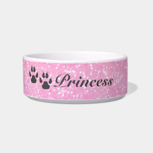Tigela Brilho cor-de-rosa cão pequeno personalizado