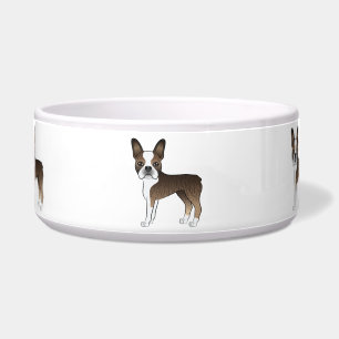 Tigela Brindle Boston Terrier Cute Cartoon Dogs