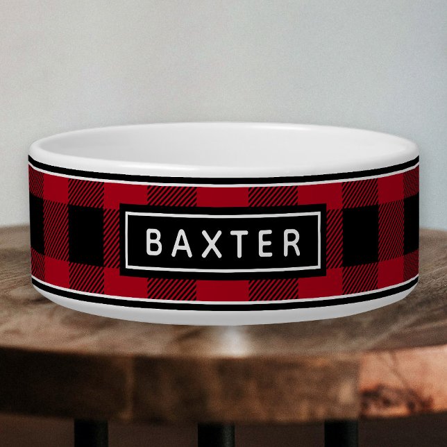 Tigela Búfalo Xadrez Pet Bowl com Nome Personalizado (Criador carregado)