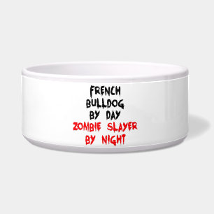 Tigela Buldogue francês por dia Zombie Slayer by Night