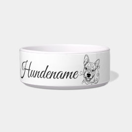 Tigela Bull Terrier Minimalist Line Art personalized bowl