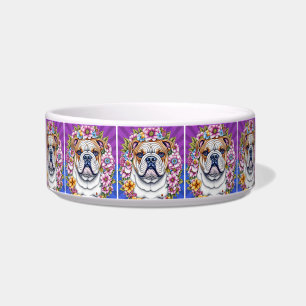 Tigela Bulldog e Flores Caprichosas