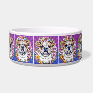 Tigela Bulldog e Flores Caprichosas