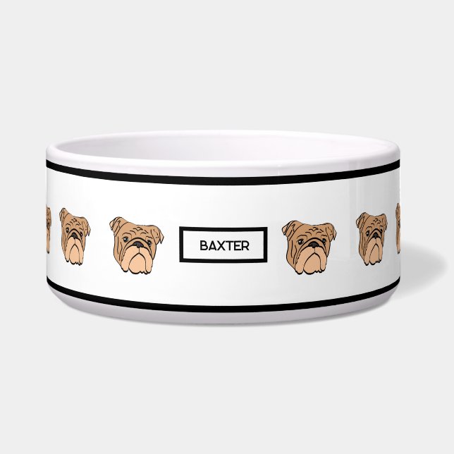 Tigela Bulldog Pet Bowl para Cães - Brown (Frente)