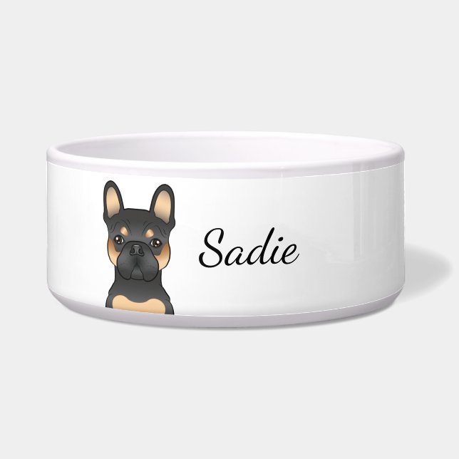 Tigela Bulldogue Francês Black & Tan / Cachorro Frenchie  (Frente)