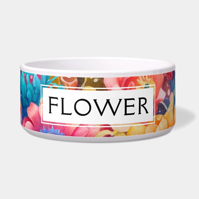 Tigela Buquê de Flor Laranja e Azul Boho (Frente)