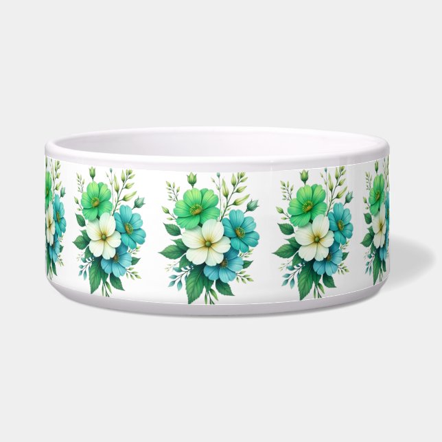 Tigela Buquê de Flores Brancas Azuis-57453 (Frente)