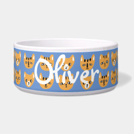 Tigela Cabeça de Gato Amarelo Fofo com Nome Personalizáve