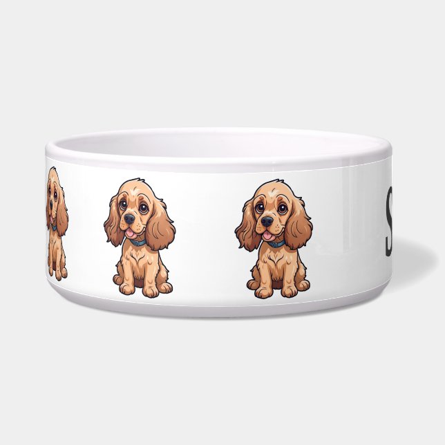 Tigela Cachorrinho Cute Cocker Spaniel Personalizado (Esquerda)