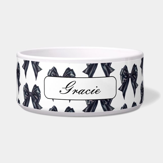 Tigela Cachorro-Arco Negro Elegante (Frente)