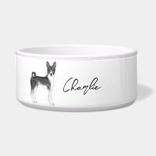 Tigela Cachorro Basenji A Preto E Branco Com Nome Persona