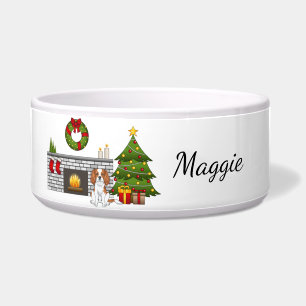 Tigela Cachorro Blenheim Em Uma Sala De Natal