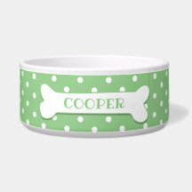 Cachorro Branco Verde Bolinhas Cachorro Osso Cacho