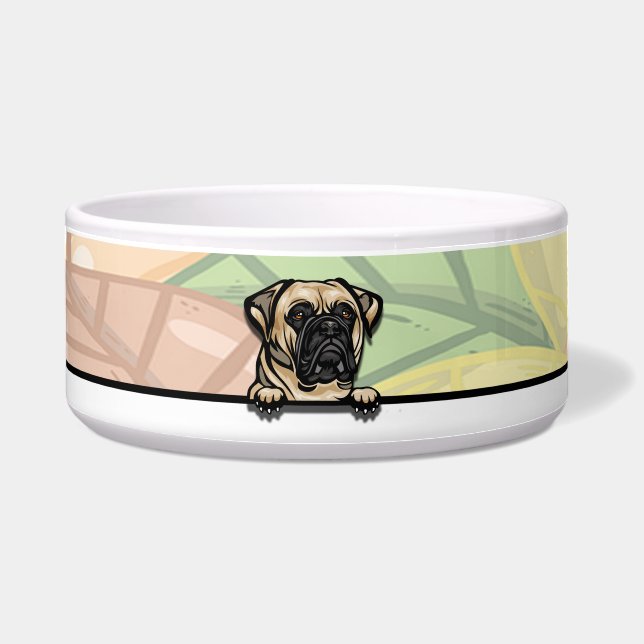 Tigela Cachorro Bull Mastiff Fofo Espiando, comida ou beb (Frente)