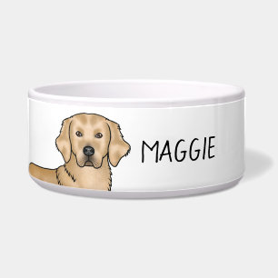 Tigela Cachorro Cute Retriever Dourado Amarelo E Nome Per