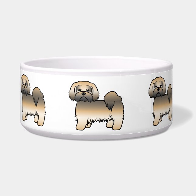 Tigela Cachorro de desenho animado fofo Lhasa Apso Sable  (Frente)