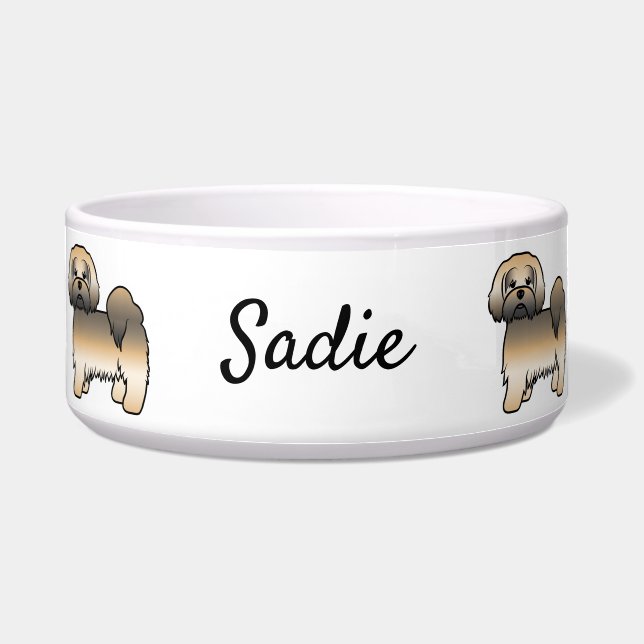 Tigela Cachorro de desenho animado Lhasa Apso Sable Doura (Frente)