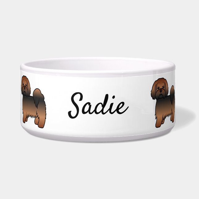 Tigela Cachorro de desenho animado Lhasa Apso Sable Verme (Frente)