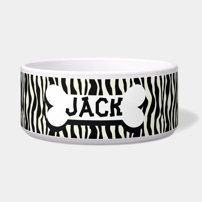 Tigela Cachorro de estimação com listras de zebra (Frente)